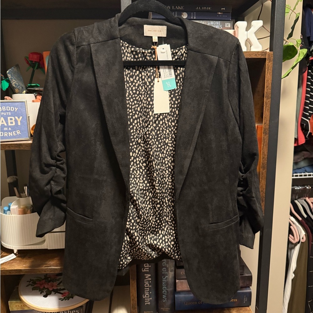 NWT SKIES ARE BLUE Faux Suede Blazer